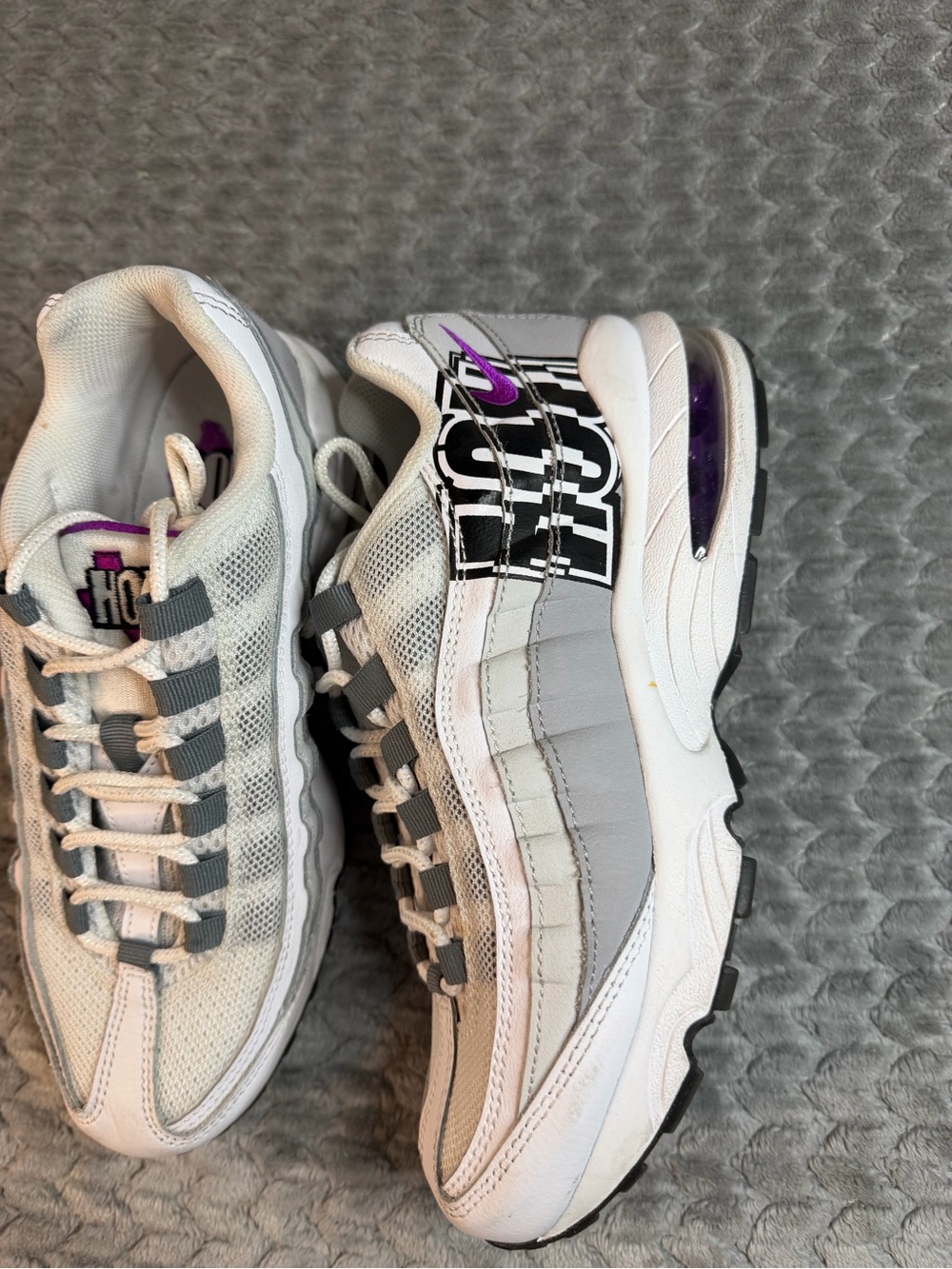 Nike Women's White and Gray Sneakers with Purple Accent